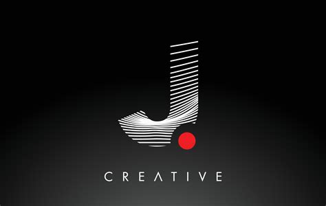 J Letter Logo With Red Dot Circle And Warp Lines Design Vector 5138460 Vector Art At Vecteezy