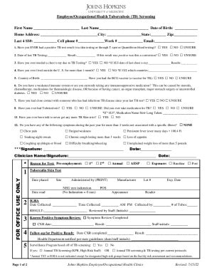 Fillable Online Tb Questionnaire Form Pdffiller Comprintable Tb