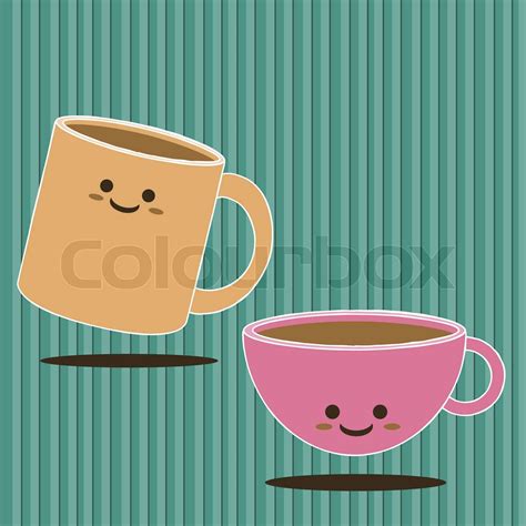 Cartoon Smiling En Kop Kaffe Stock Vektor Colourbox