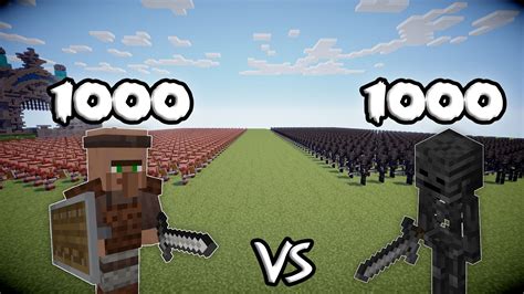 1000 Guard Villagers Vs 1000 Wither Skeletons Minecraft Youtube