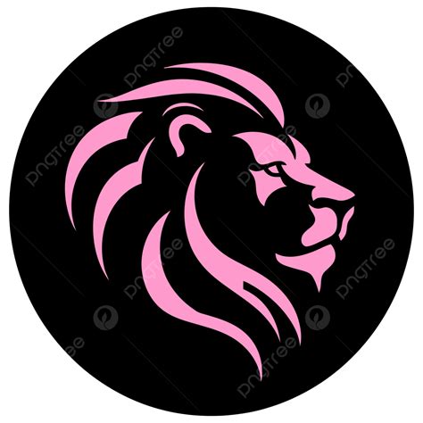 Pink Lion Head Circle Minimalistic Logo Vector Minimalist Animal Logo