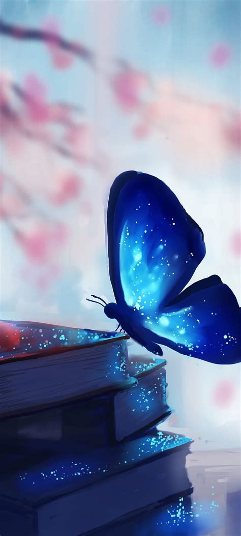 Glowing Butterfly Art Fantasy Artwork Books Blue Design