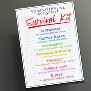 Administrative Assistant Survival Kit Gift Tags Administrative