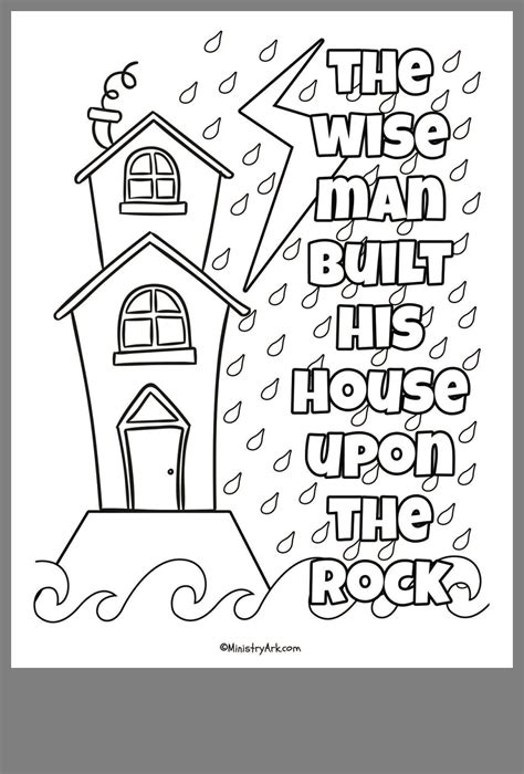 Coloring Rock House Wise Built Bible Pages Sunday School Printable