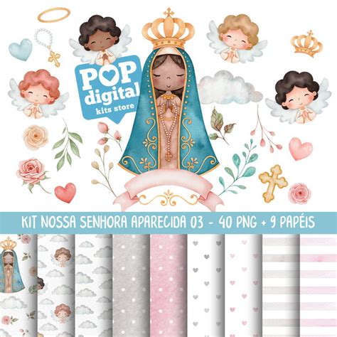 Kit Digital Nossa Senhora Aparecida 03 Aquarela Elo7