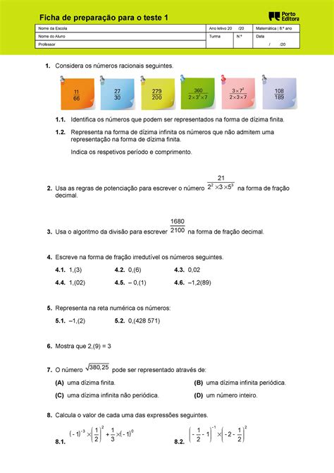 Ma8 1 Preparacao Teste 1 Docx Nome Da Escola Ano Letivo 20 20