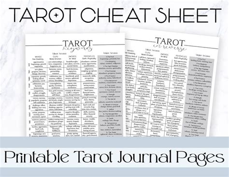 Tarot Cheat Sheet Printable Tarot Journal Pages Book Of Etsy In 2022