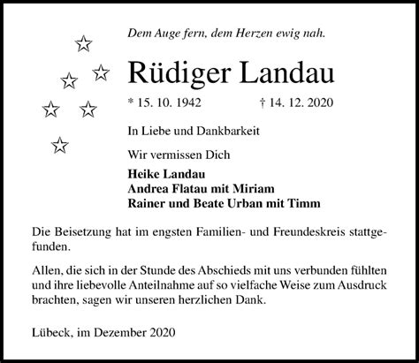 Traueranzeigen von Rüdiger Landau trauer anzeigen de