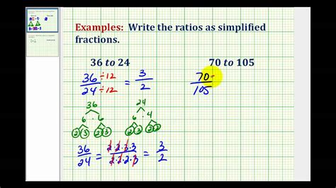 Examples Write A Ratio As A Simplified Fraction Youtube