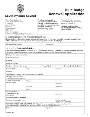 Blue Badge Renewal South Tyneside 2020 2024 Fill And Sign Printable