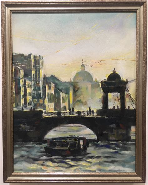 Lidiya Korovina, “Lomonosov Bridge”, oil on canvas : r/SPb