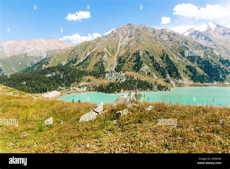 Spectacular Scenic Big Almaty Lake Tien Shan Mountains In Almaty