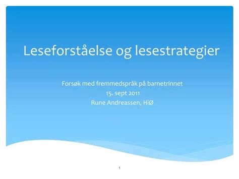 Ppt Leseforst Else Og Lesestrategier Powerpoint Presentation Free