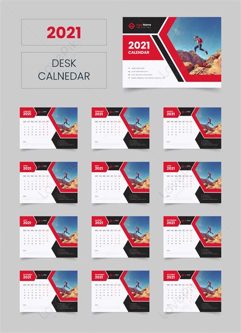 Template 2021 Templat Desain Kalender Meja 12 Bulan Dengan Halaman Sampul Untuk Diunduh Gratis