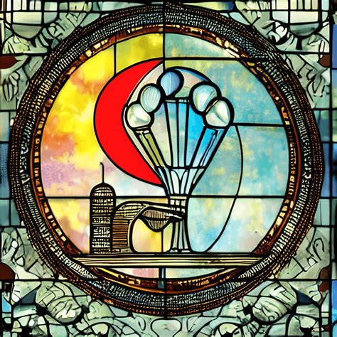 Art Nouveau Surreal Champagne Stained Glass Moon Celestial Egypt