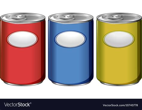 Three Cans With Different Color Labels Royalty Free Vector