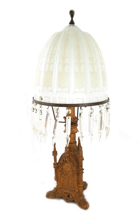 Gothic Revival Table Lamp With Ornate Shade