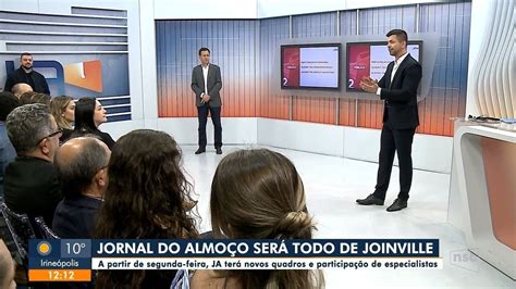 Jornal do Almoço Joinville NSC TV apresenta novidades no Jornal do