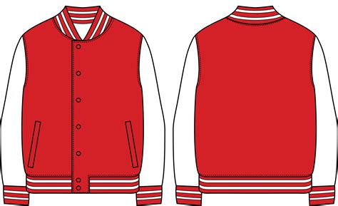 Red And White Blank Varsity Jacket Vector Template 24506244 Vector Art