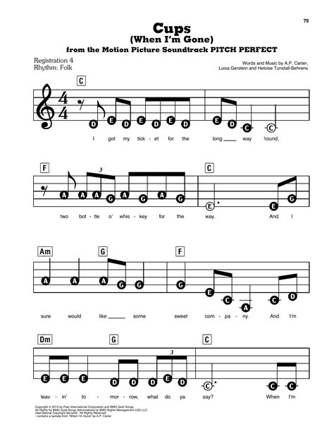 Anna Kendrick "Cups (When I'm Gone) (from Pitch Perfect)" Sheet Music ...