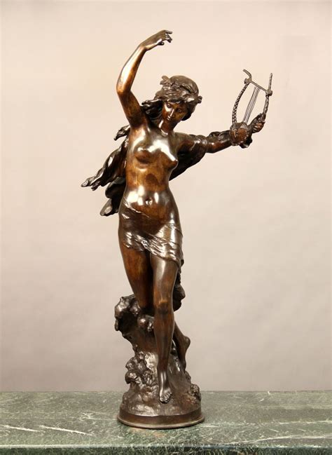 Late 19th Century Bronze Sculpture Of A Dancing Maiden Holding A Lyre