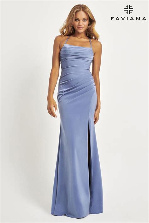 French Novelty Faviana 11064 Matte Satin Ruched Prom Dress