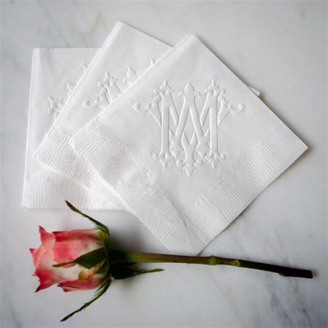 Embossed Monogram Cocktail Napkins - GB Design House