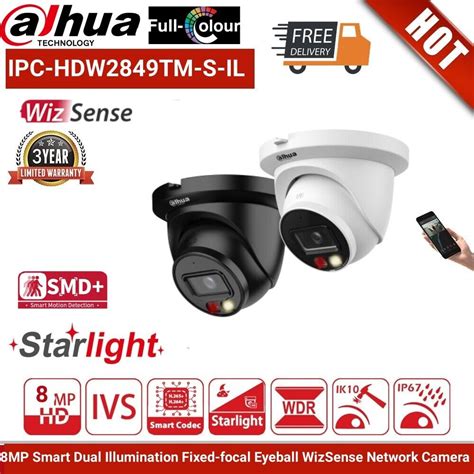 US Dahua Full Color 8MP 4K Smart Dual Light IPC HDW2849TM S IL POE IP