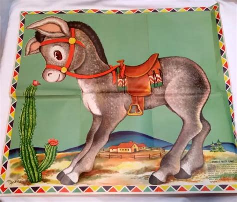 Pin The Tail On The Donkey Party Game Complete Set Vintage Whitman