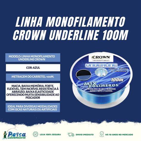 Linha Monofilamento Crown Underline Lb Mm M Pesca Adventure