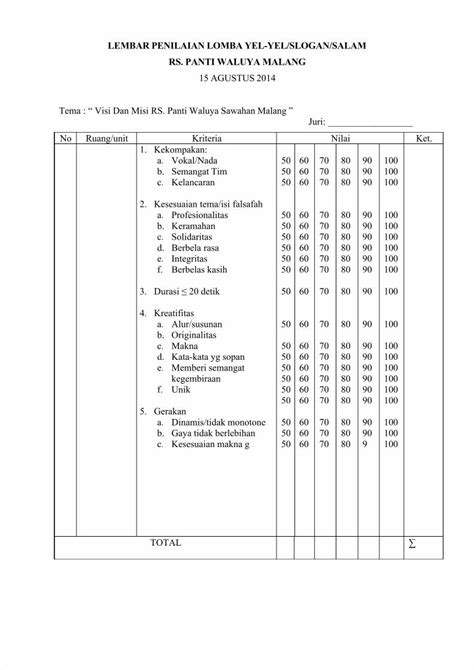 Format Penilaian Lomba Asmaul Husna Penilaian Berbasis Kelas Riset