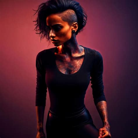 Premium Photo | Photo of woman as a leader gang member with undercut ...