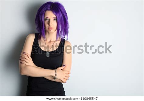 Portrait Punk Girl Purple Hair Stock Photo Shutterstock