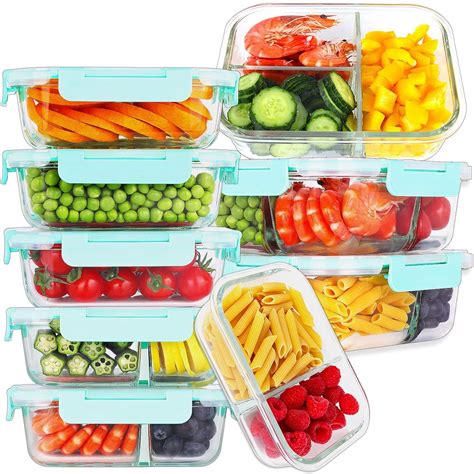 Bayco BPA-Free Glass Meal Prep Containers, 9-Pack