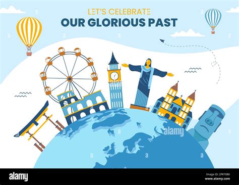 World Heritage Day Template Cartoon Background Vector Illustration Stock Photo - Alamy