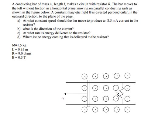 Solved A Conducting Bar Of Mass M Length I Makes A Circuit Chegg