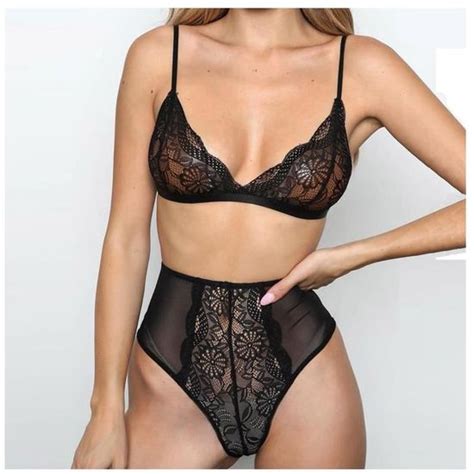 Ensemble De Lingerie Sexy Creuse Broderie En Dentelle Deux Pi Ces