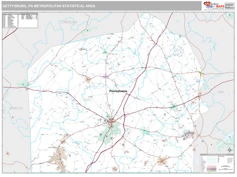 Gettysburg Pa Metro Area Wall Map Premium Style By Marketmaps