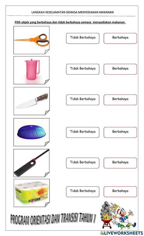 Benda Berbahaya Dan Tidak Berbahaya Worksheet Preschool Activity