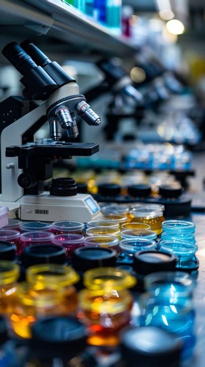 lab microscope view photo laboratory microscope petri dishes