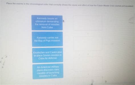 Place The Events In The Chronological Order That Correctly Shows The