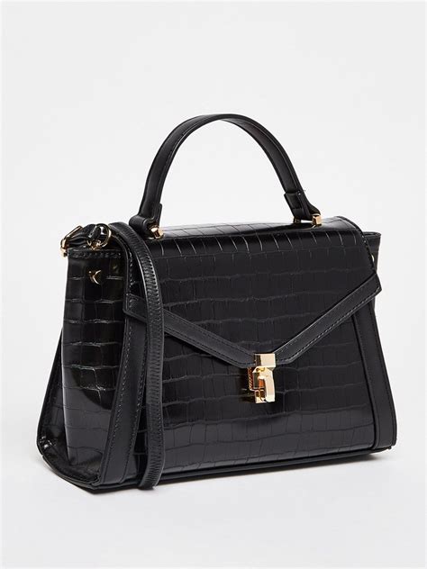 Buy Styli Black Textured Satchel Bag With Adjustable Strap Online