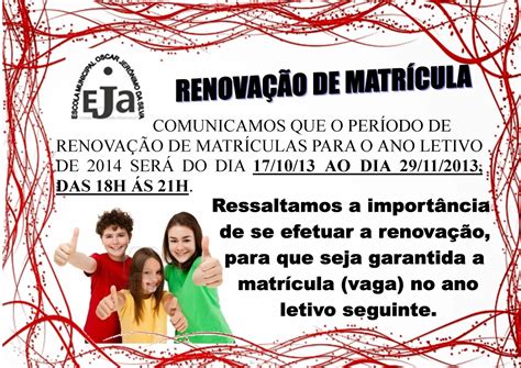 Escola Municipal Oscar Jerônimo da Silva RENOVAÇÃO DE MATRÍCULA