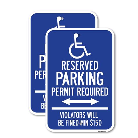 2 Pack Modern Isa Symbol Connecticut Reserved Parking Permit Required Violators Will Be