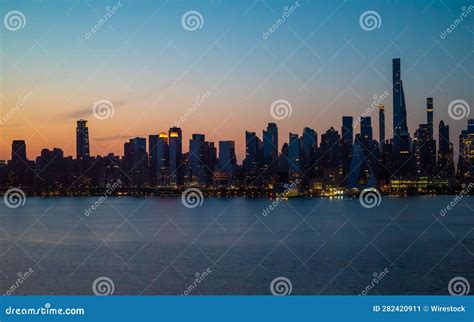 Iconic Skyline of Midtown Manhattan at Sunset. New York City, USA ...