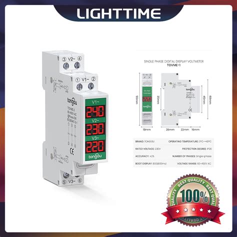 Din Rail Mount Three Phase Voltage Meter AC80 500V Multifunctional LED