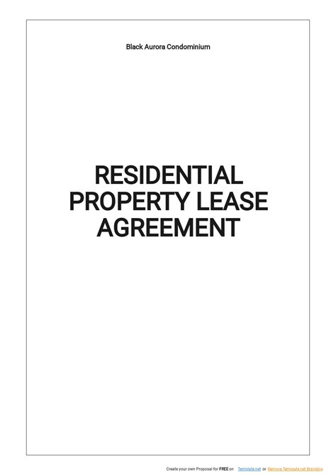 Free Residential Property Lease Agreement Template Google Docs Word