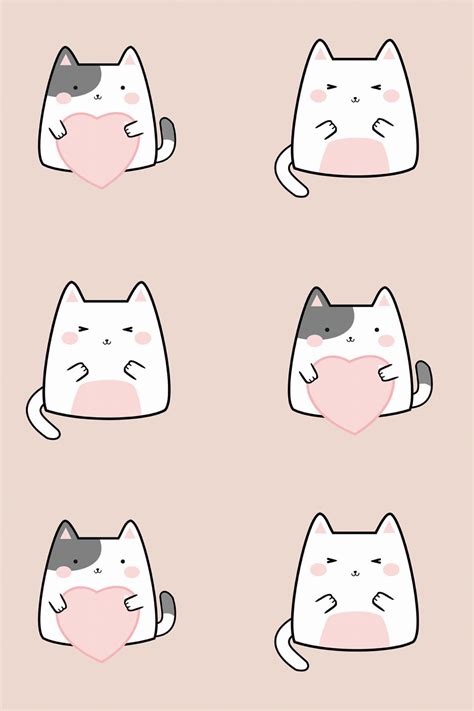 Pink kawaii cat Peel and Stick Wallpaper or Non-pasted