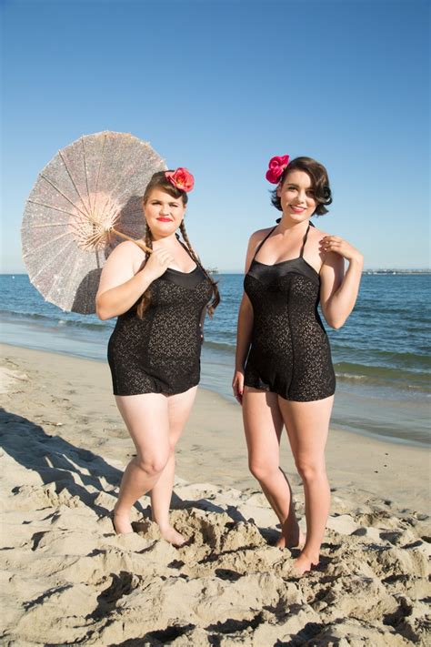 Vintage Style Black Nude Illusion Lace One Piece Swimsuit Etsy