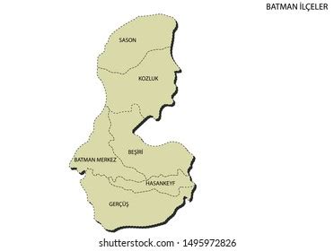 Turkey Batman District Map Vector Stock Vector (Royalty Free) 1495972820 | Shutterstock